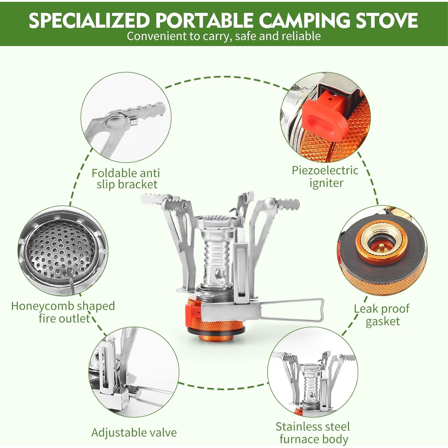 Estufa de Camping Portátil KUBQLIG 3000W Piezoeléctrica