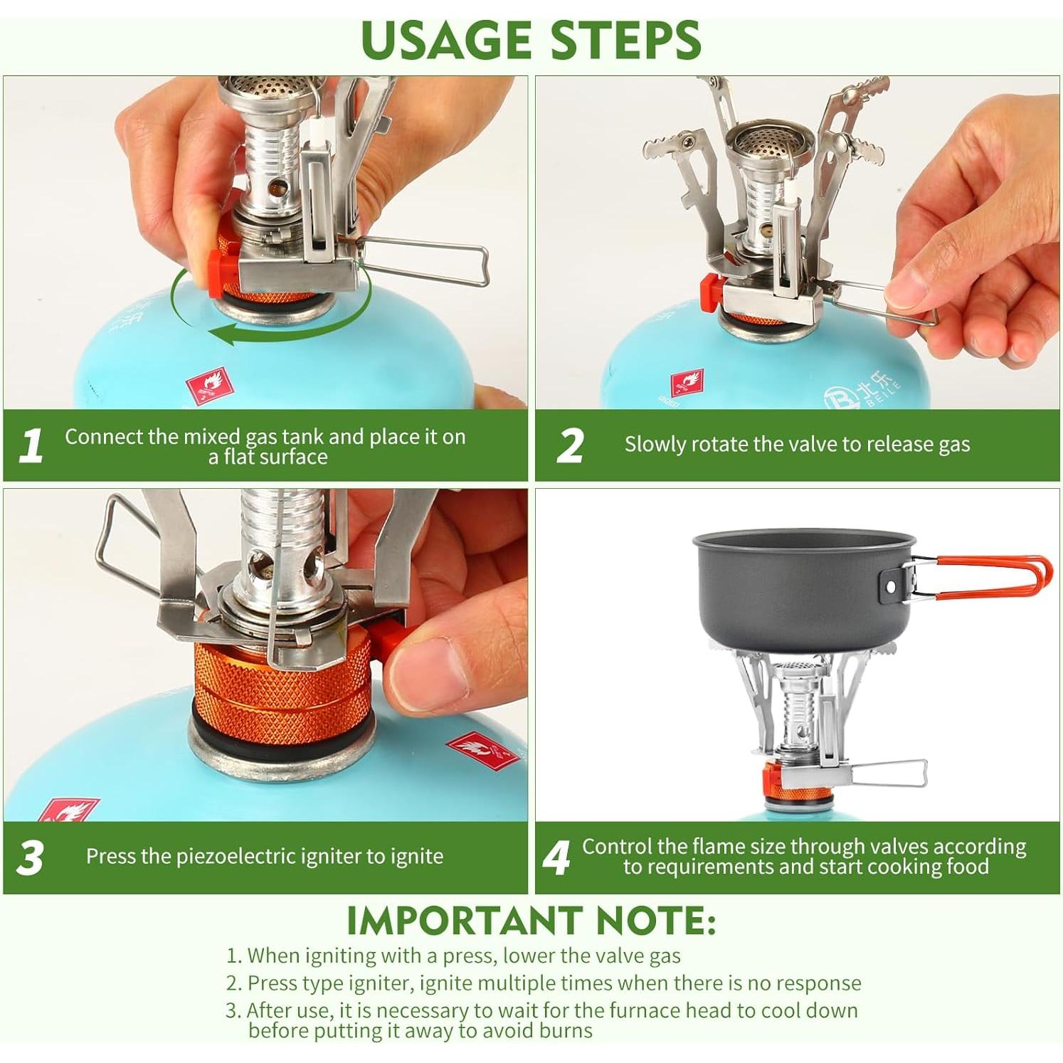 Estufa de Camping Portátil KUBQLIG 3000W Piezoeléctrica