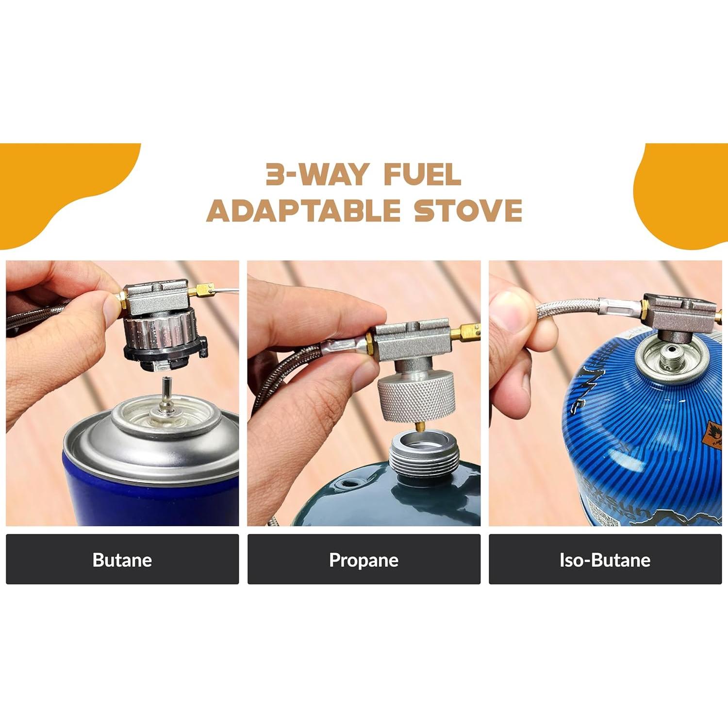 Roamix 54,500 BTU Multi-Fuel Portable Camping Stove – 16,000W Collapsible Windproof Burner with Fuel Canister Adapter & Carrying Case for Outdoor Cooking, Backpacking & Emergency Use