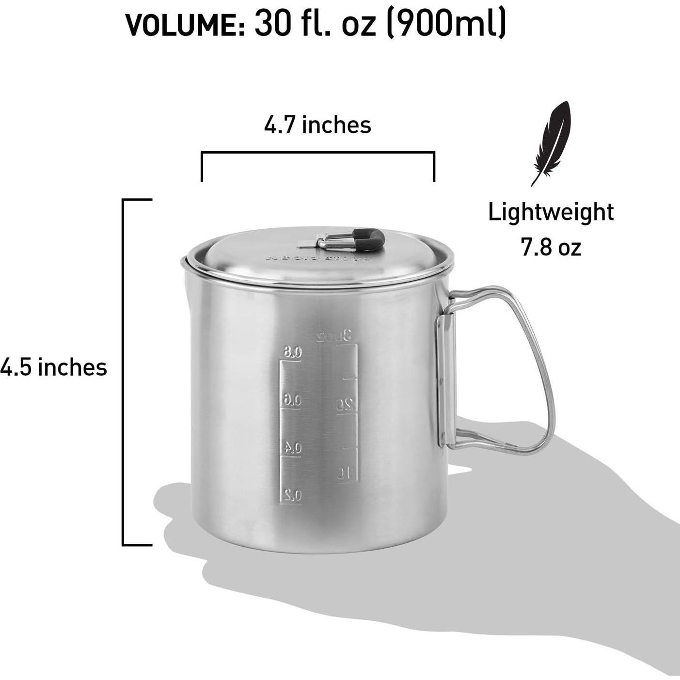 Olla Solo Stove 900 - Acero Inoxidable 887ml para Camping