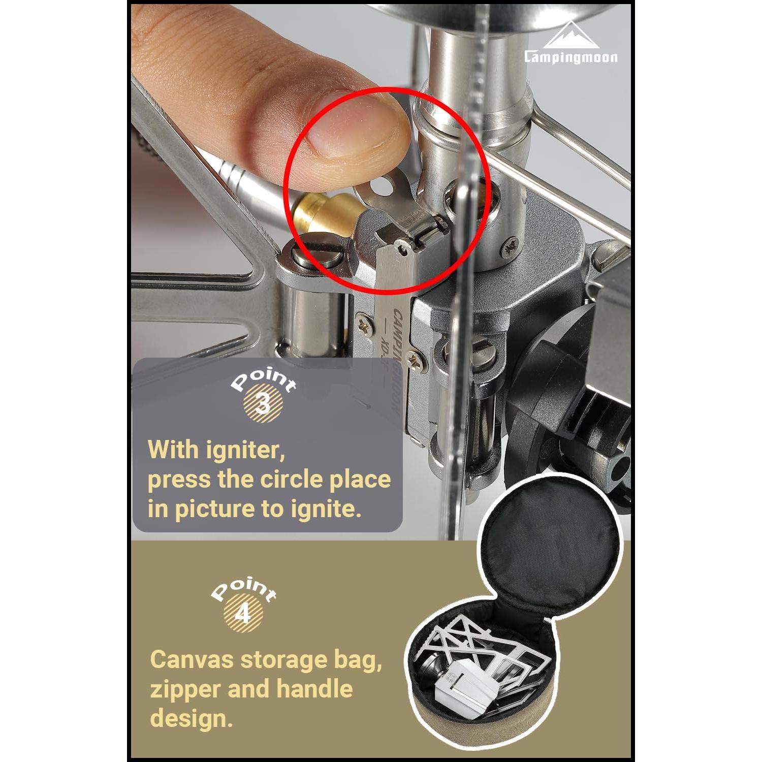 Estufa de Camping Butano CAMPINGMOON XD-3 Plegable 0.18kg