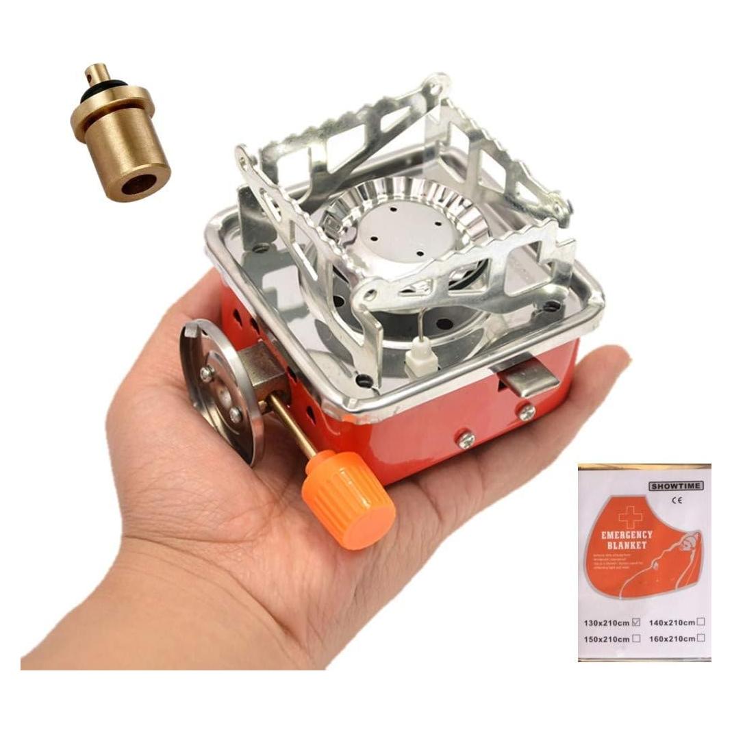 Camping Stove, Backpacking Stove, Foldable, Portable, Lightweight, Piezo Ignition, Single Burner Adjustable, Premium Mini Powerful and Stable Camp Stove for Hiking Picnic, 1+2+1+1pcs