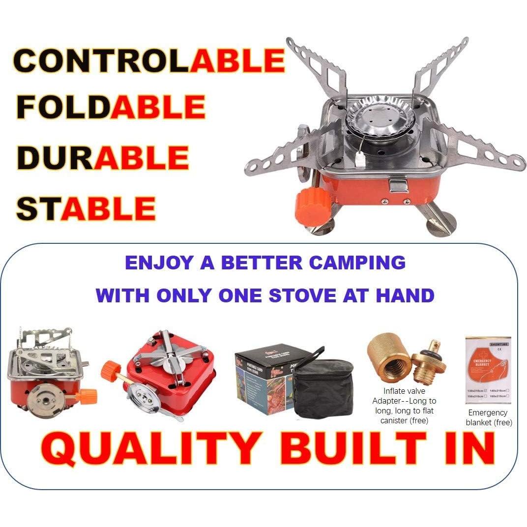 Camping Stove, Backpacking Stove, Foldable, Portable, Lightweight, Piezo Ignition, Single Burner Adjustable, Premium Mini Powerful and Stable Camp Stove for Hiking Picnic, 1+2+1+1pcs
