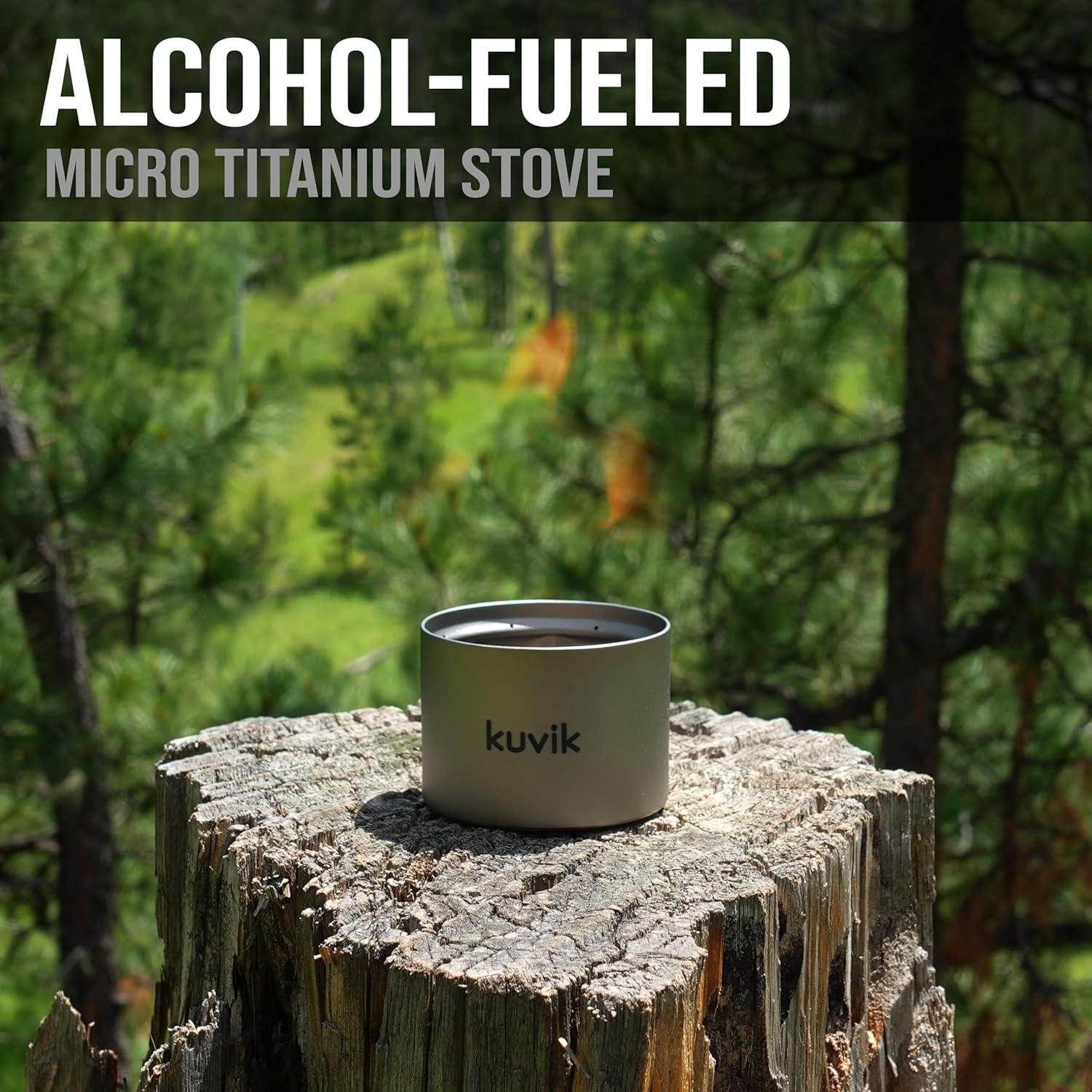 Estufa de Alcohol Ultraligera Kuvik de Titanio 32g 54mm x 38mm