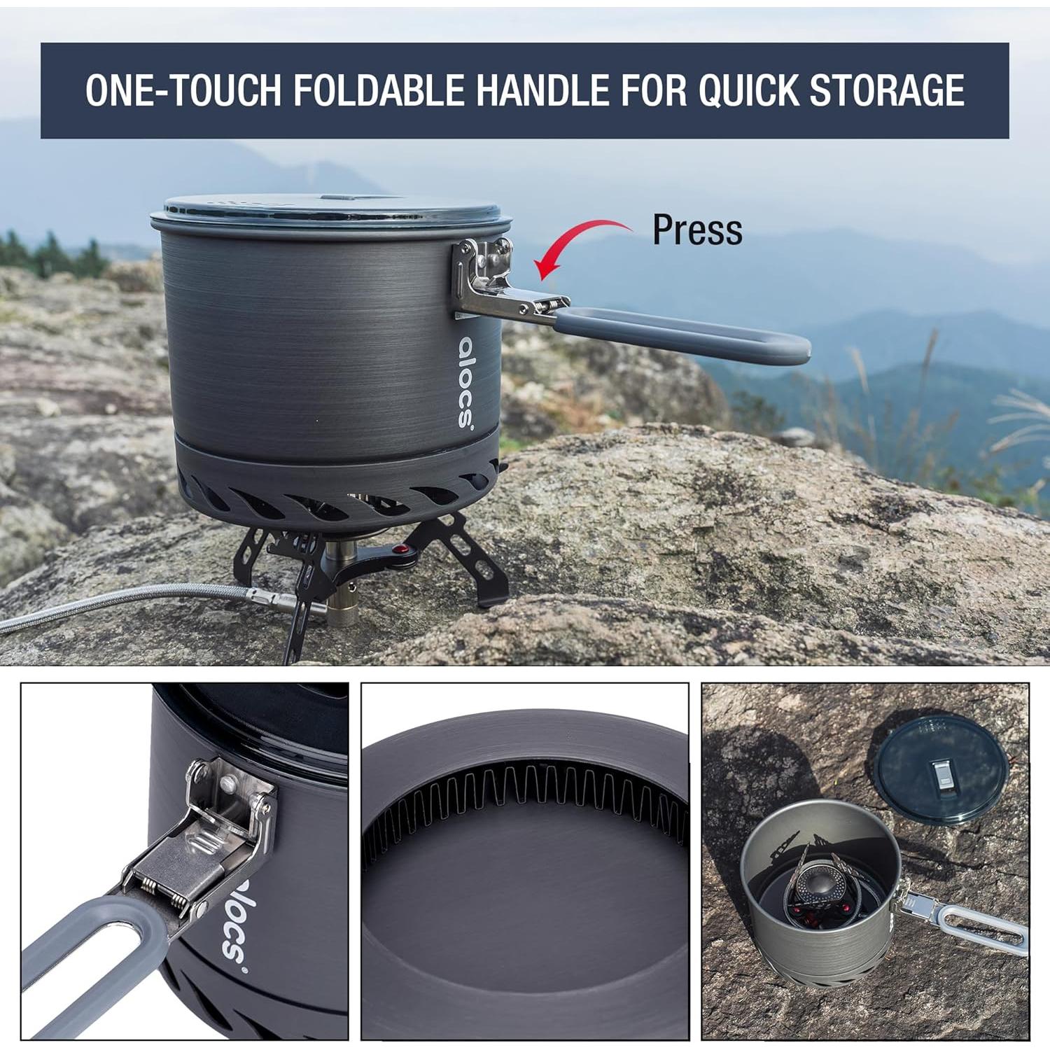 Olla de Camping Alocs 1.4L con Intercambiador de Calor