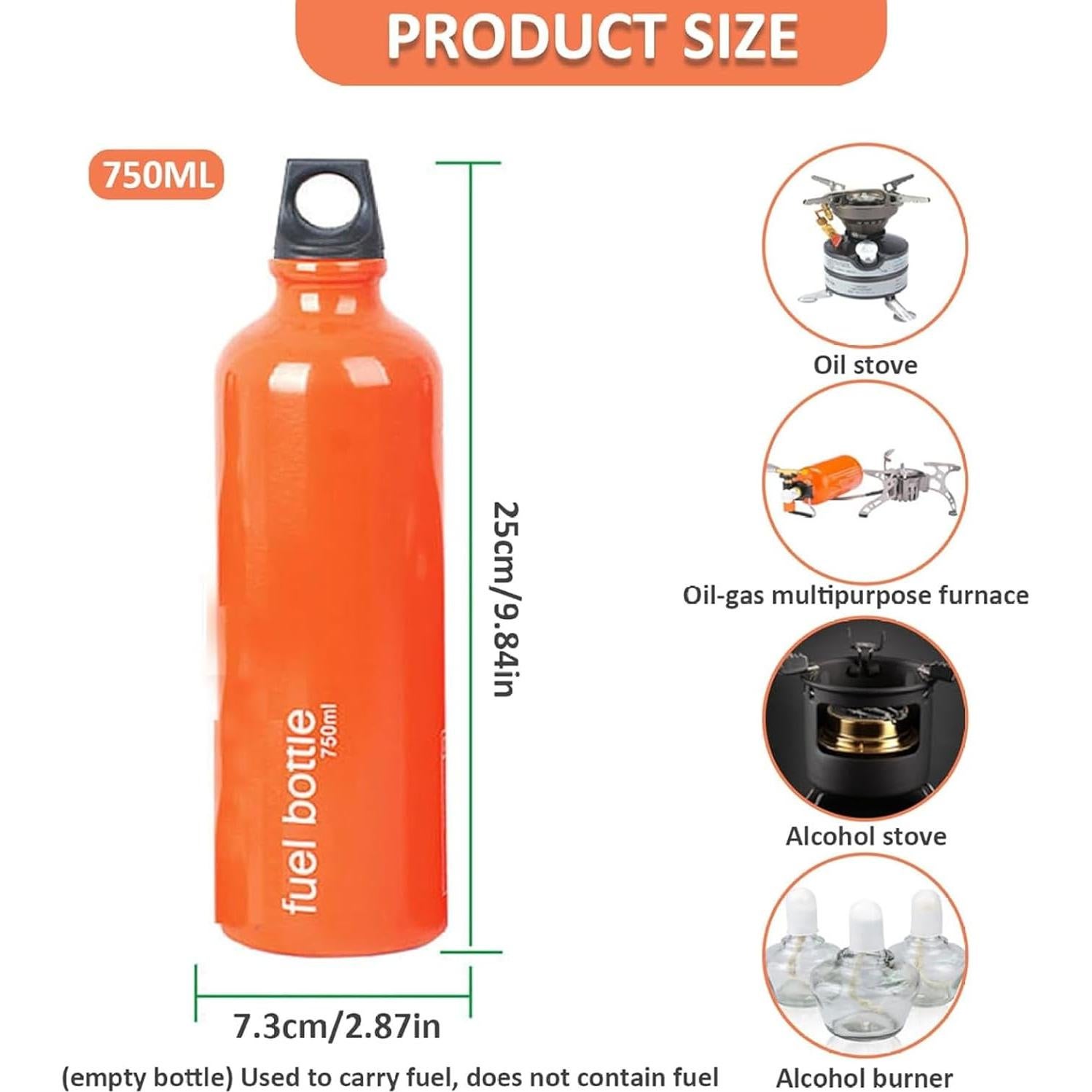 Botella de Combustible Aluminio 750ml wdcfxy para Camping