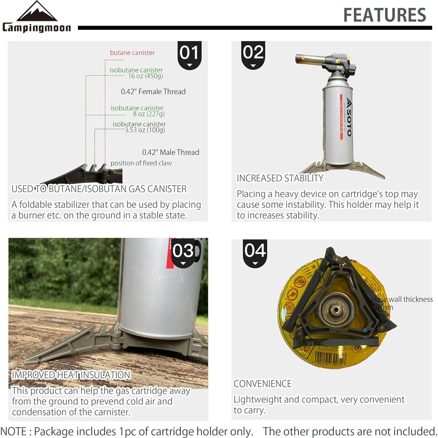 Soporte de Cartucho de Gas Camping Moon Z41 - Ligero y Portátil