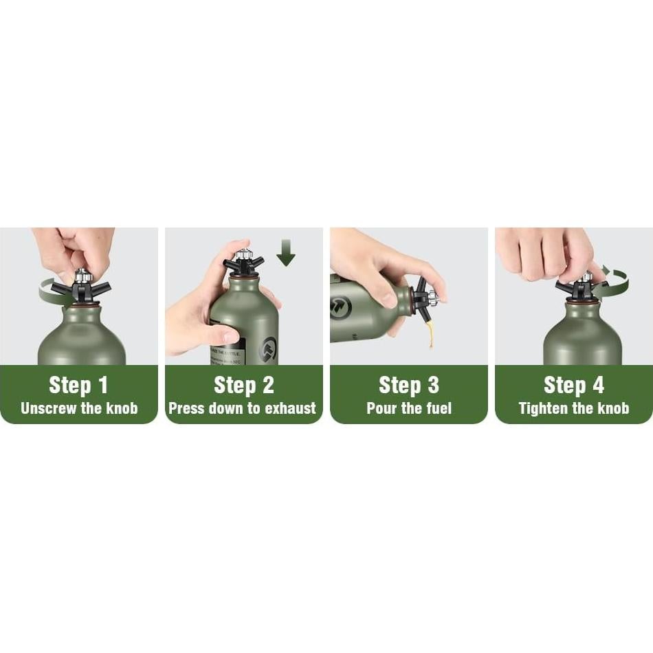 Botella de Combustible 1L CAMPEAK con Válvula de Seguridad