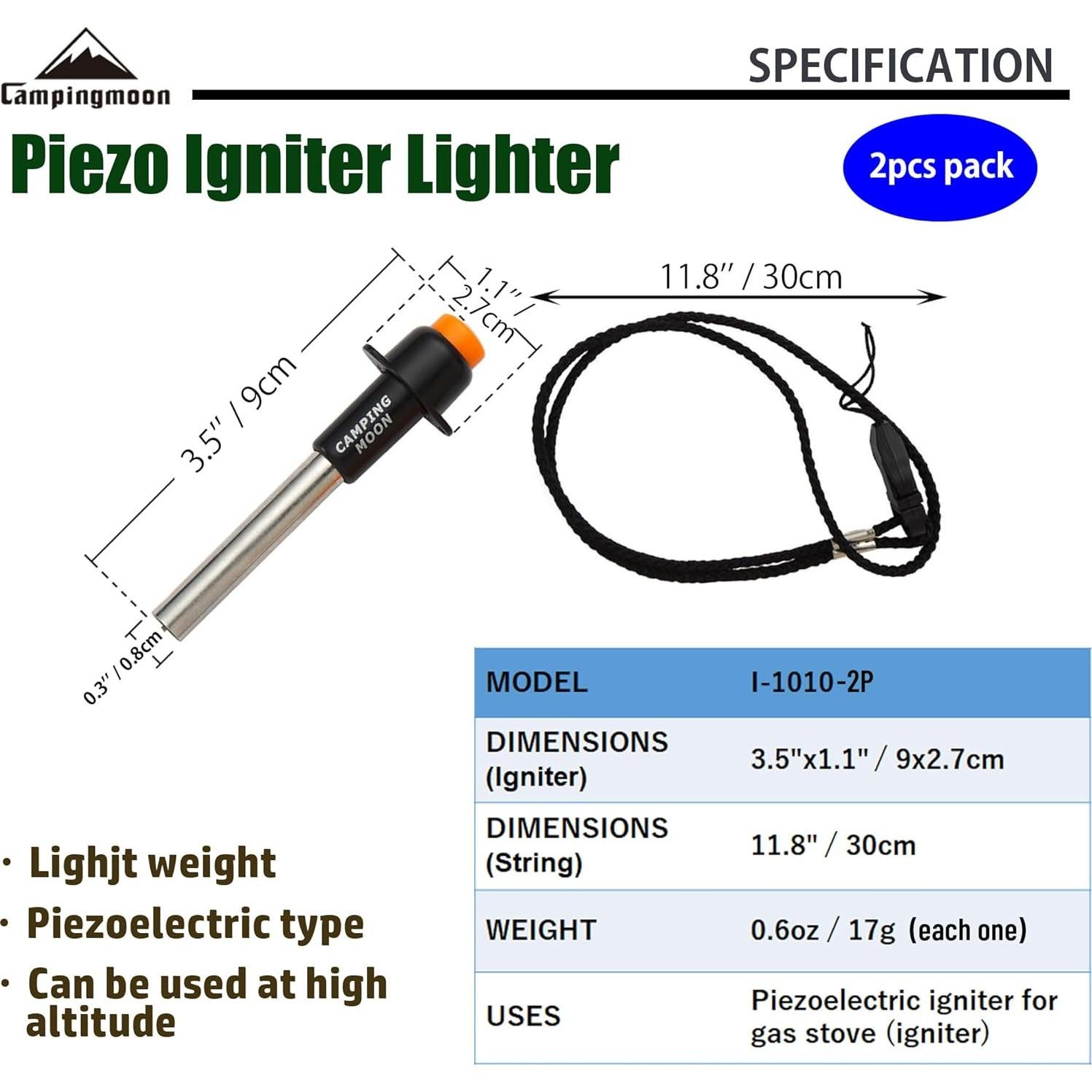 Encendedor Piezoeléctrico Camping Moon I-1010-2P 2pcs