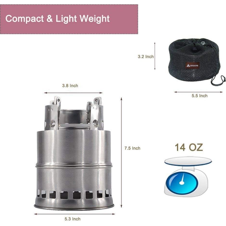 Estufa de Camping Portátil SOLEADER OTD01STV de Acero Inoxidable