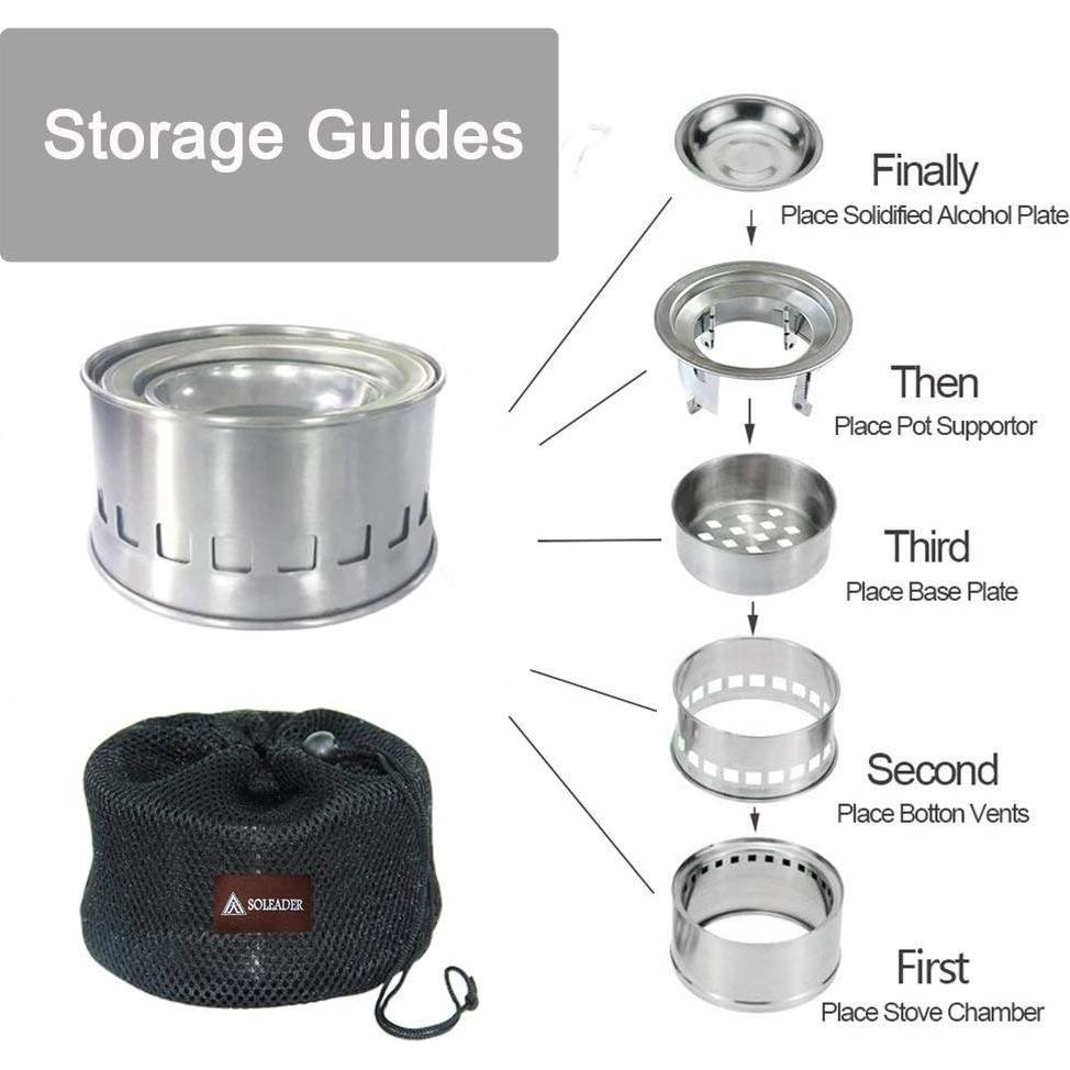 Estufa de Camping Portátil SOLEADER OTD01STV de Acero Inoxidable