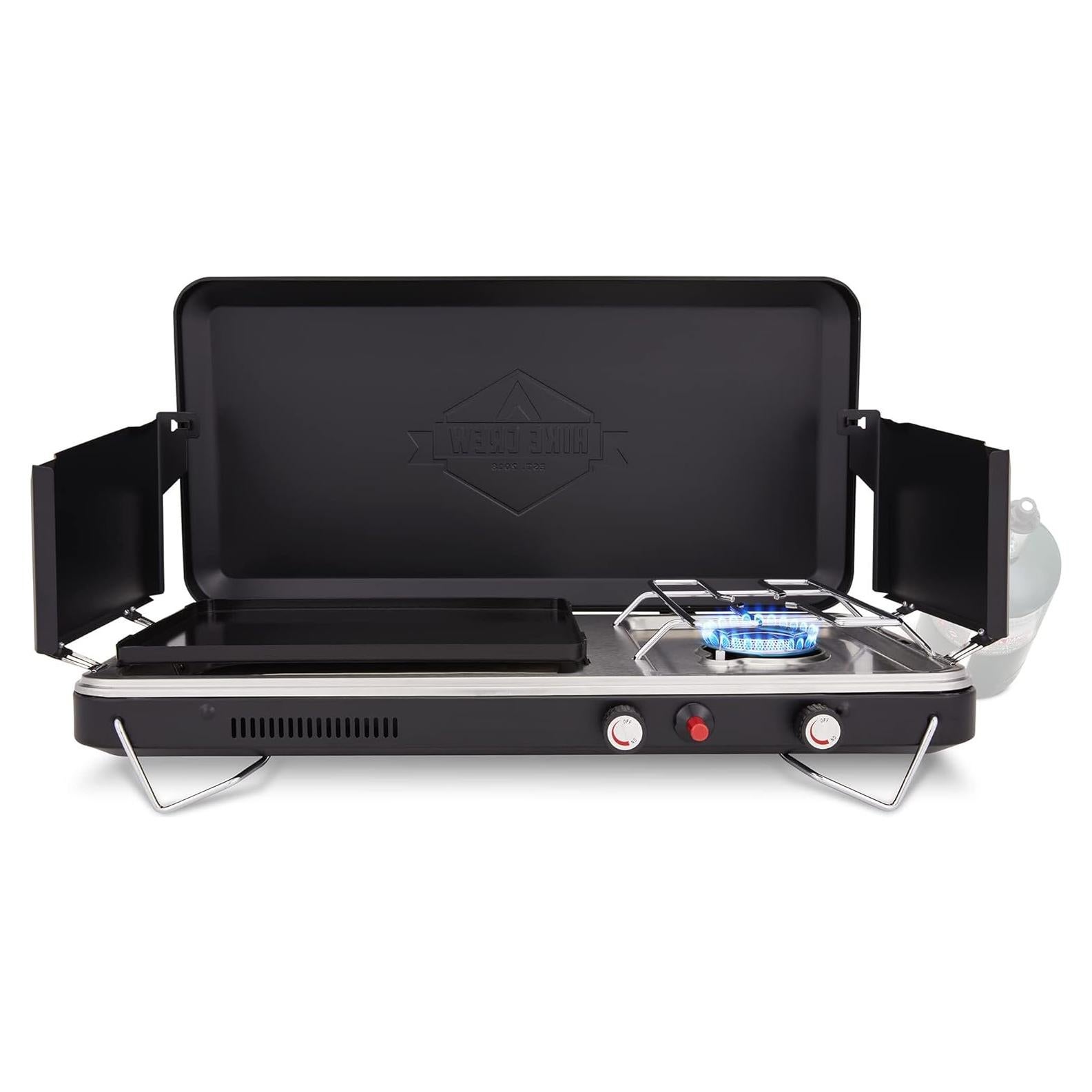 Estufa de Camping Hike Crew HC1B1FWIBK Gas 2 en 1 Portátil