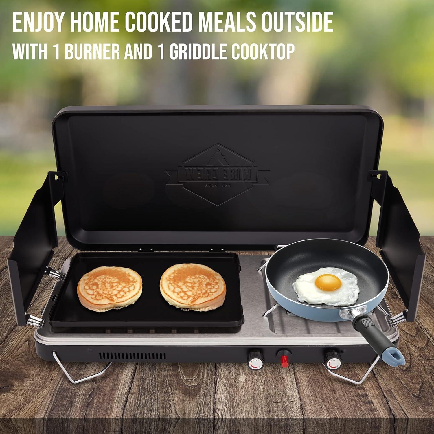 Estufa de Camping Hike Crew HC1B1FWIBK Gas 2 en 1 Portátil