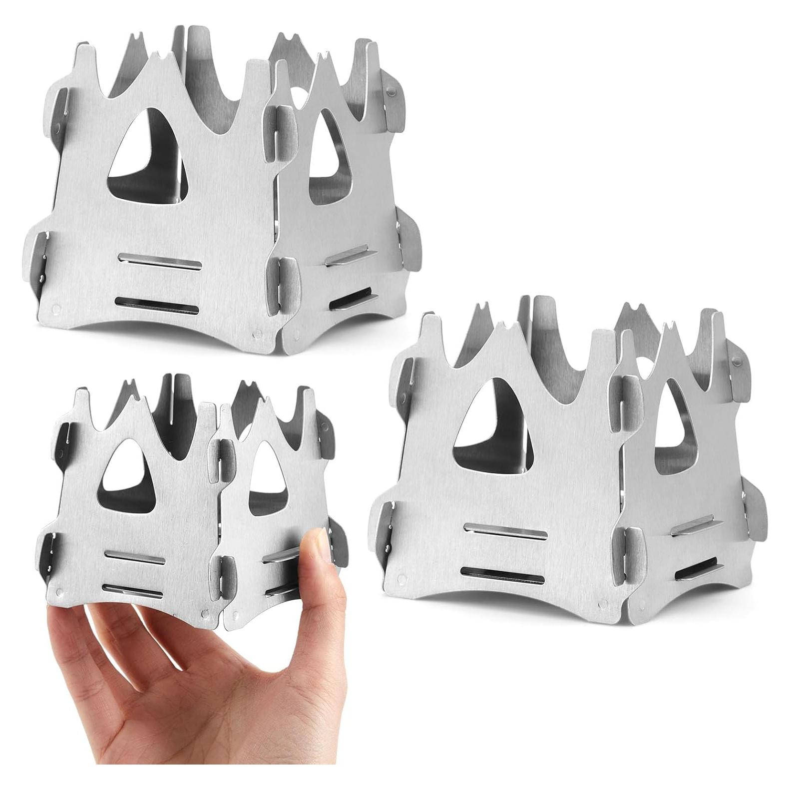 Estufa Plegable Portátil Blulu para Camping - 2 Pcs, Acero Inoxidable