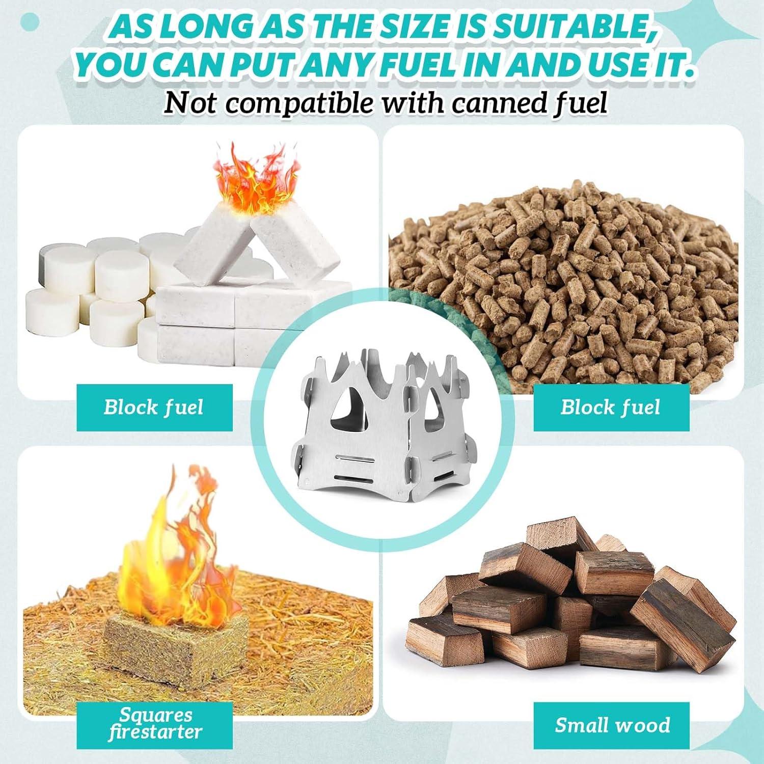 Estufa Plegable Portátil Blulu para Camping - 2 Pcs, Acero Inoxidable