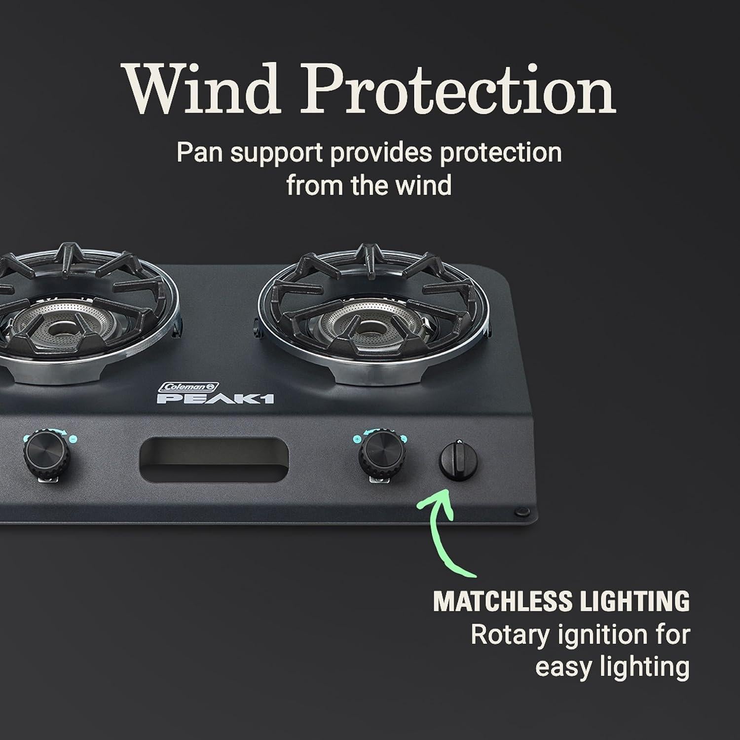 Estufa de Camping Coleman PEAK1 2 Quemadores Gas 20,000 BTUs