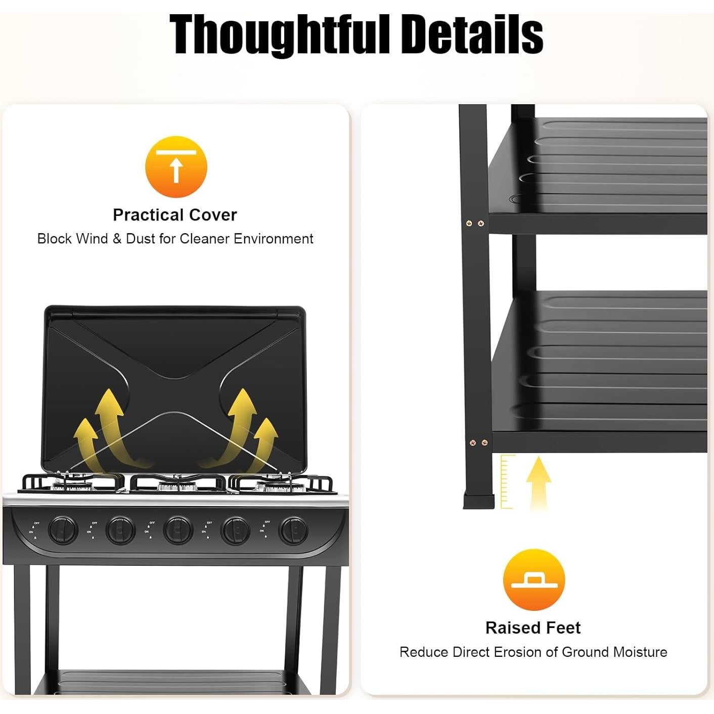 Estufa de Gas Propano HWBWE 5 Quemadores Portátil para Camping