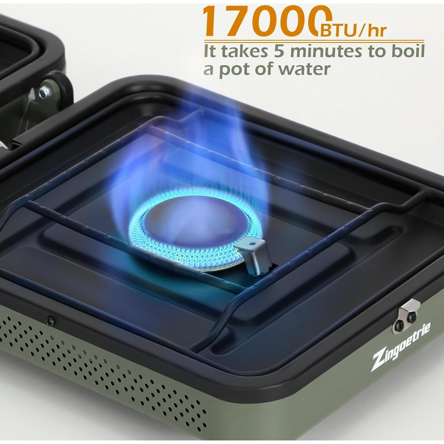 Estufa de Camping Zingoetrie 2 Quemadores 17000 BTU Plegable