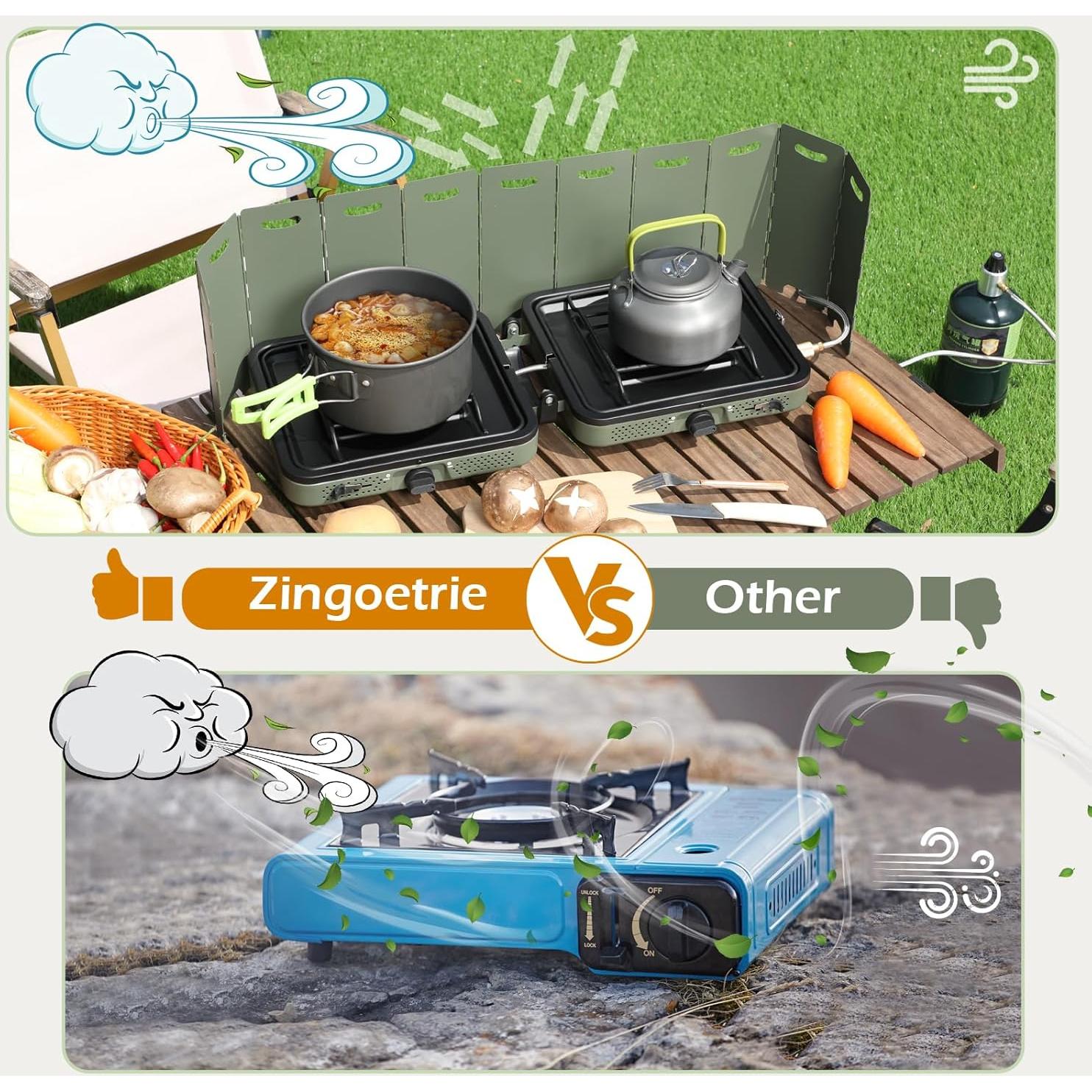 Estufa de Camping Zingoetrie 2 Quemadores 17000 BTU Plegable