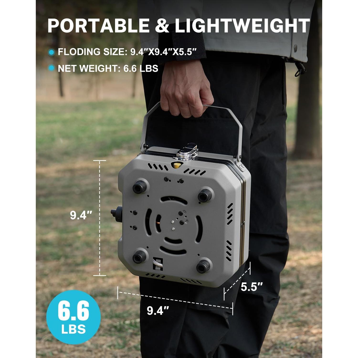 Estufa de Camping Gonex Plegable 2 Quemadores 16000 BTU Gris