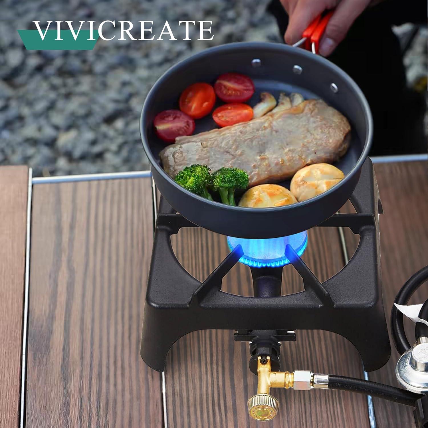 Vivicreate 10000 BTU Propane Garden Hiking Camp Camping Outdoor Stove cooker with CSA listed Regulator and gas hose (1)