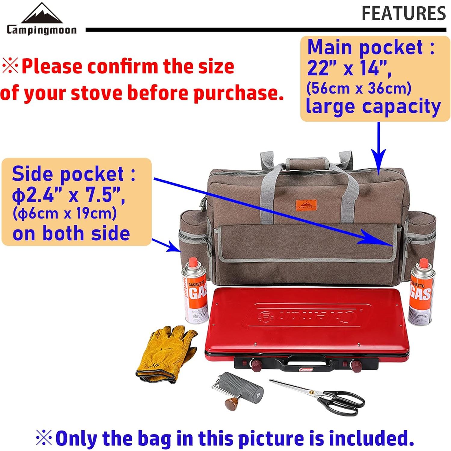 Funda de Lona CAMPINGMOON para Estufa de Camping 2 Quemadores
