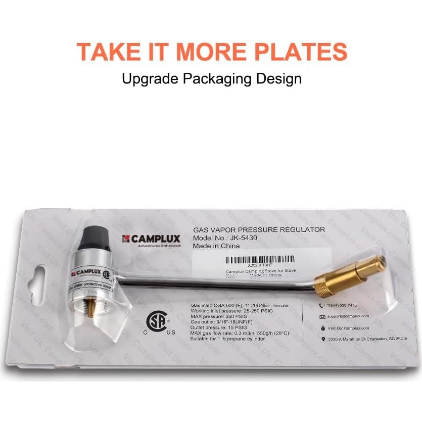 Regulador de Gas CAMPLUX JK-5430 para Estufas Coleman y Camping