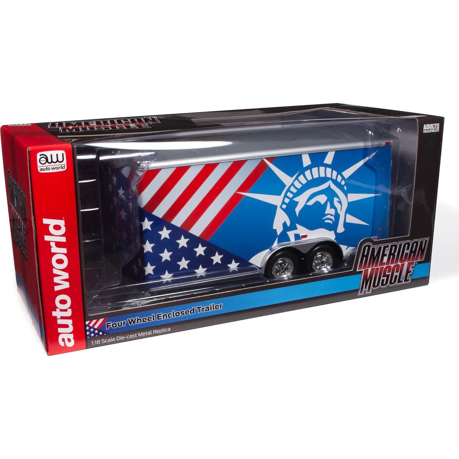 Remolque Cerrado Diecast Muscle Americano 1:18 Rojo-Blanco-Azul