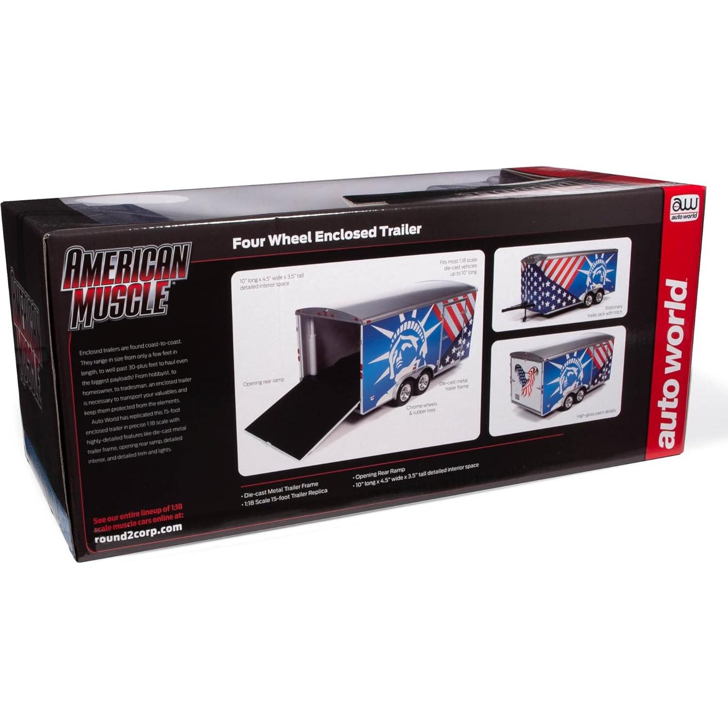 Remolque Cerrado Diecast Muscle Americano 1:18 Rojo-Blanco-Azul