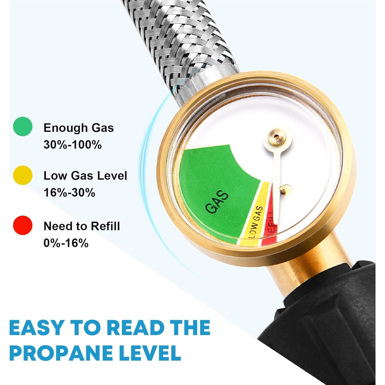 Adaptador de Manguera de Propano Kohree 1.83m con Medidor
