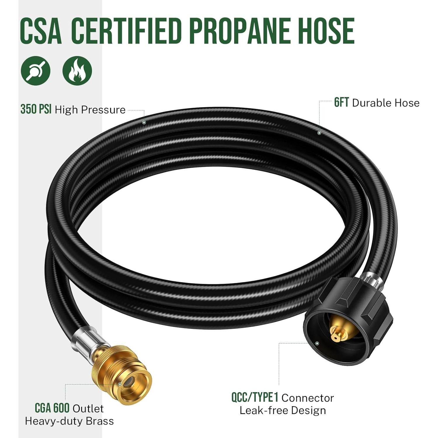 Adaptador de Manguera de Propano Alloxity 1,8m 20lb a 1lb