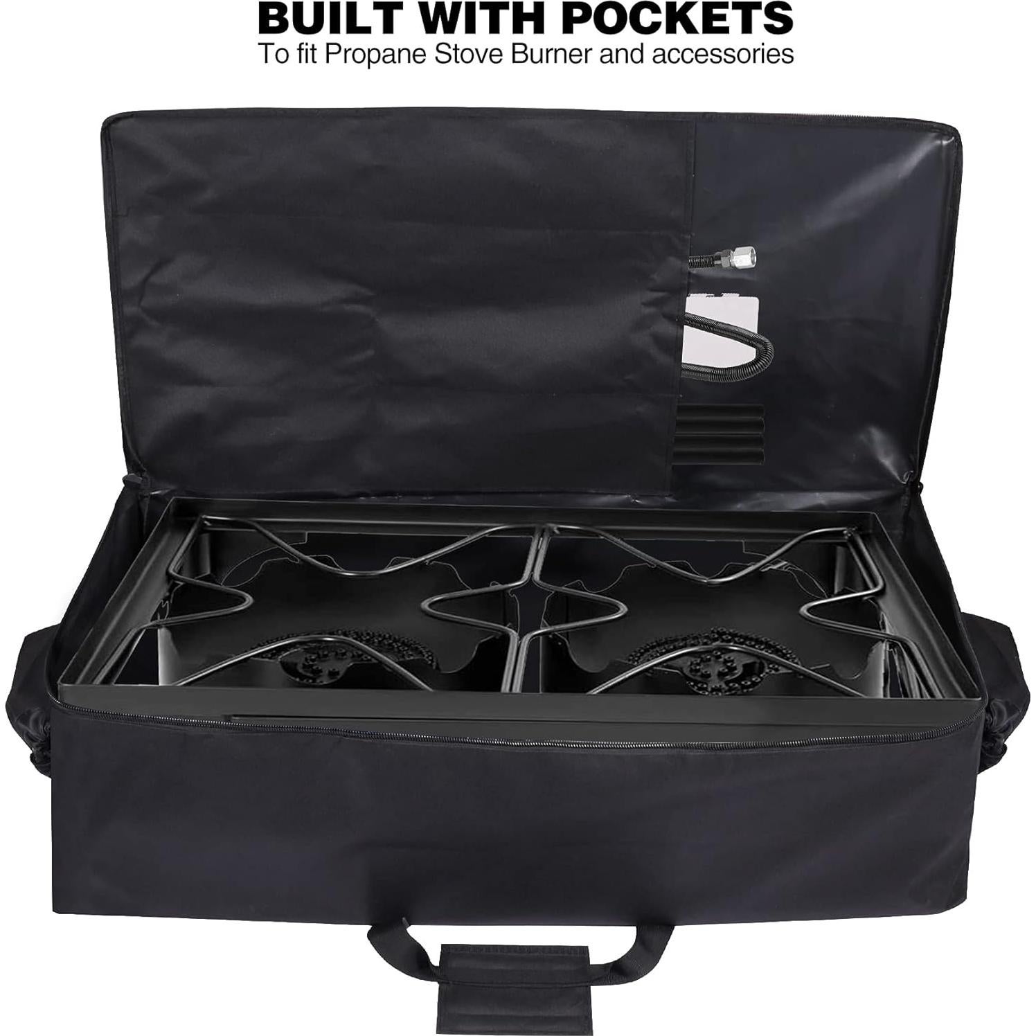 REDCAMP Camp Stove Burner Carry Bag for 2 Burner Stove, Large Stove Carry Case for Double Burner Stove Gas Grill Accessories, 34.5" L x 9" W x 16.5" H