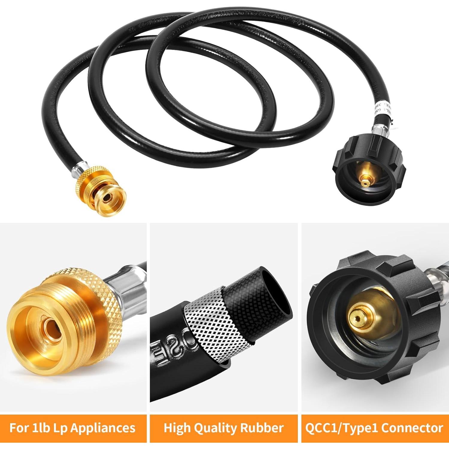 Manguera de Propano GasSaf 1.52m con Adaptador 1lb a 20lb