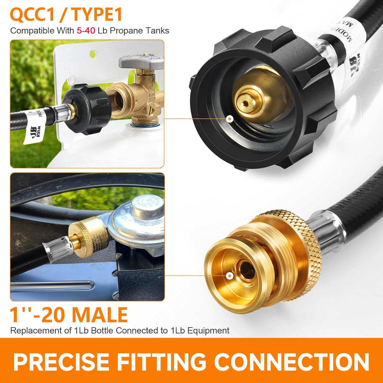 Manguera de Propano GasSaf 1.52m con Adaptador 1lb a 20lb