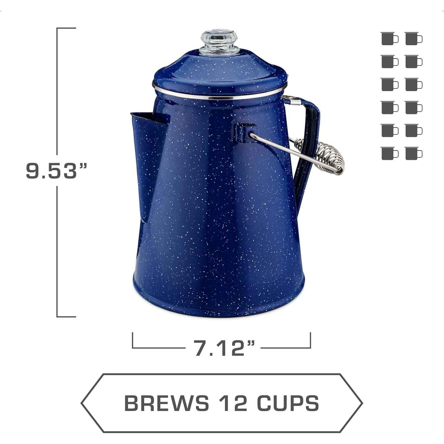 Cafetera Percolador COLETTI Clásico Azul 12 Tazas Camping