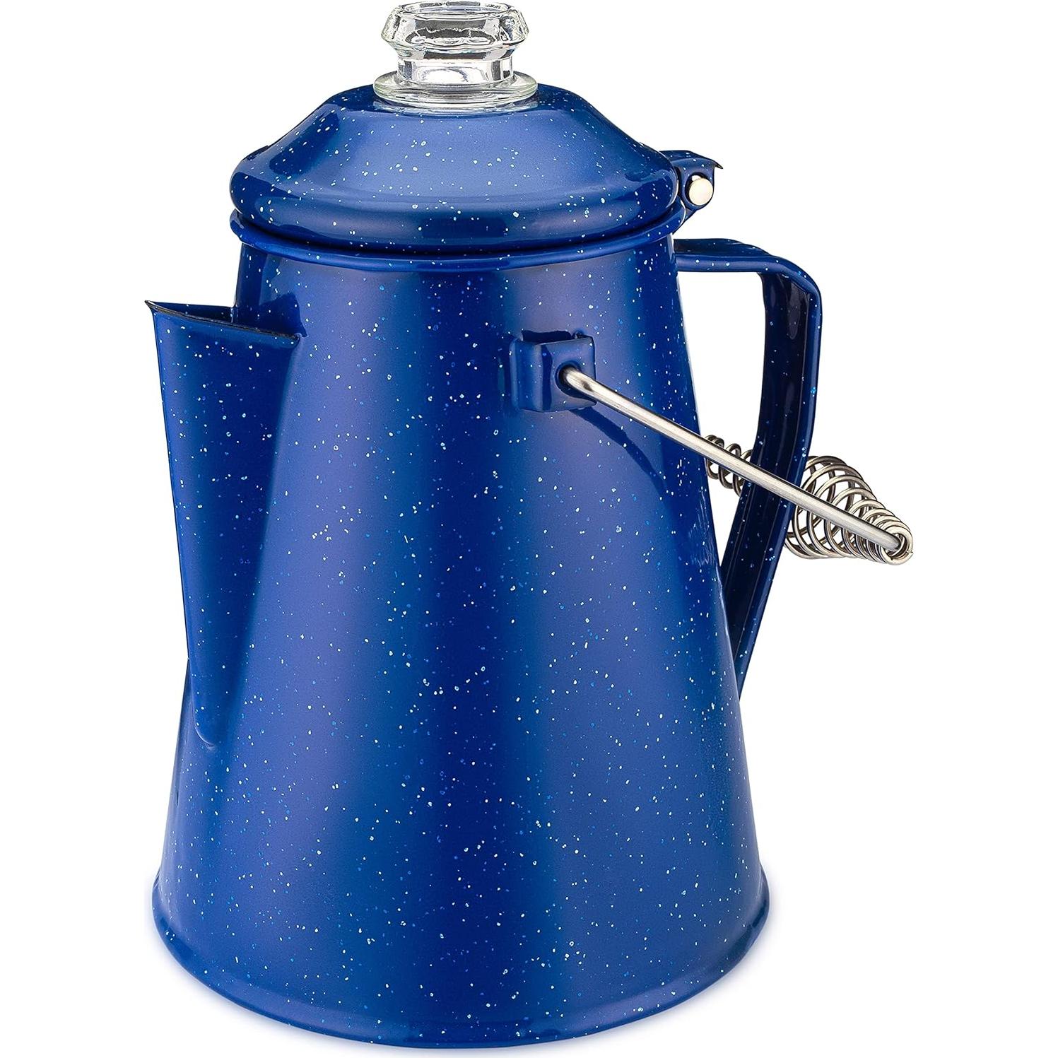 Cafetera Percolador COLETTI Clásico Azul 12 Tazas Camping