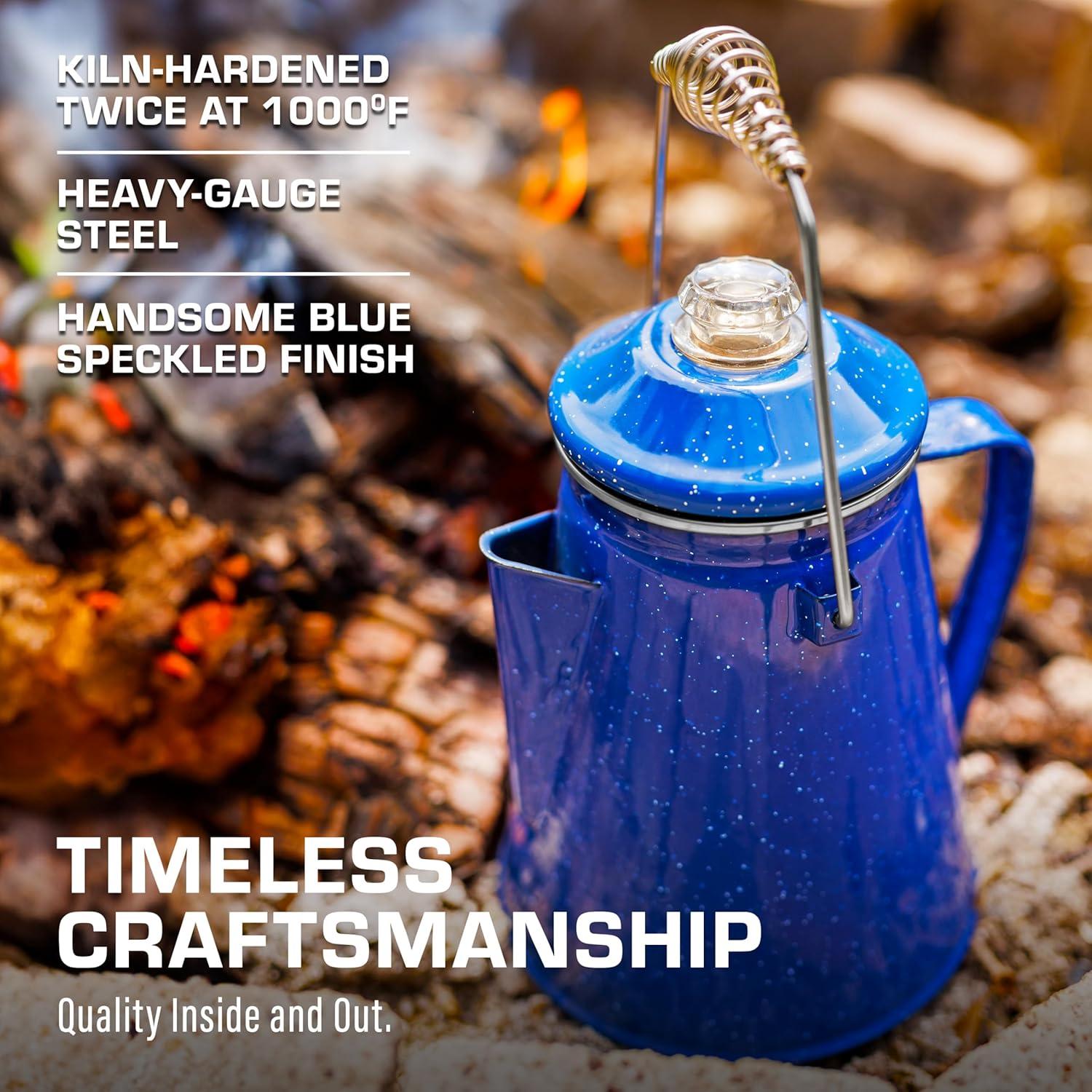 Cafetera Percolador COLETTI Clásico Azul 12 Tazas Camping