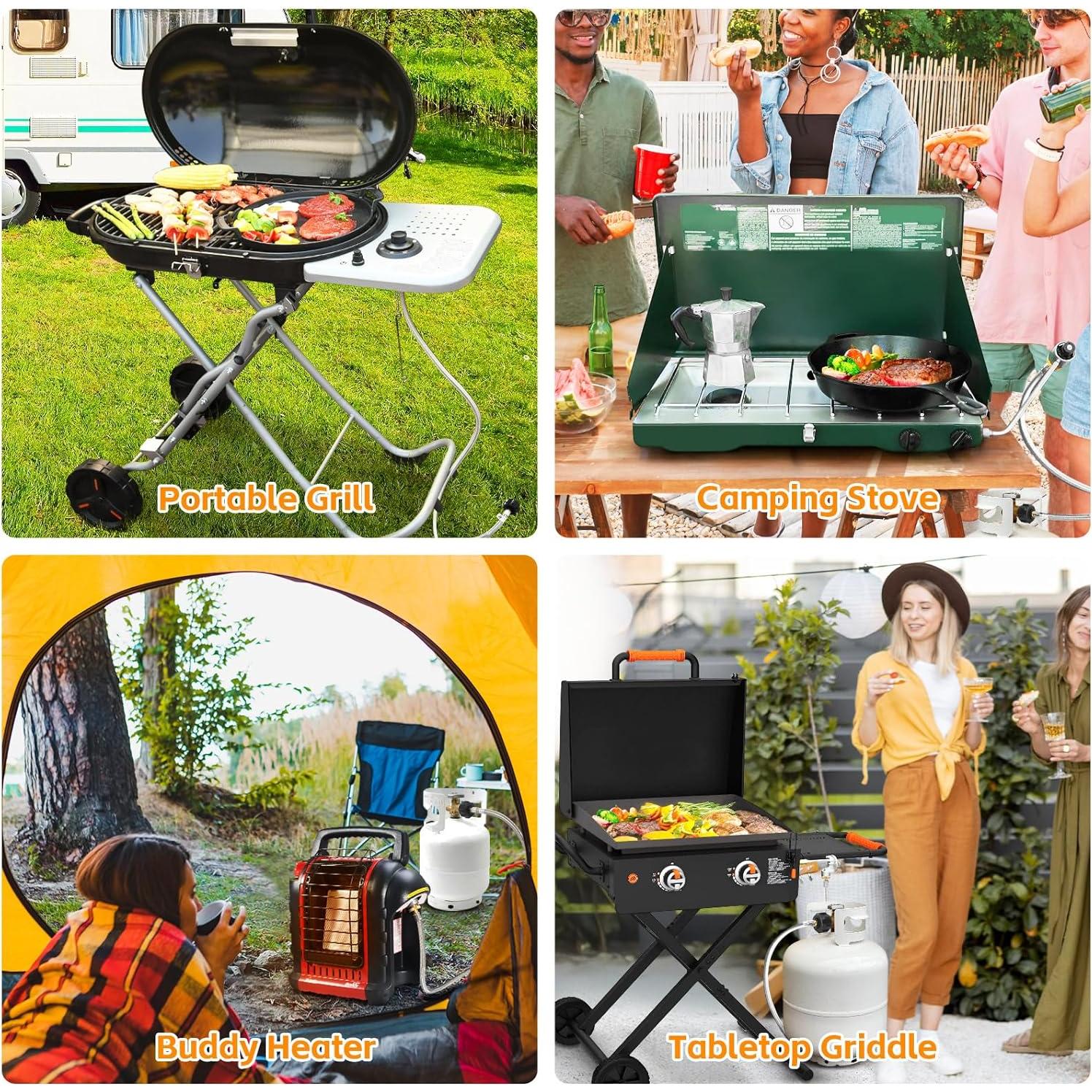 Adaptador Manguera Propano GasSaf 6FT 1lb a 20lb Acero Inoxidable