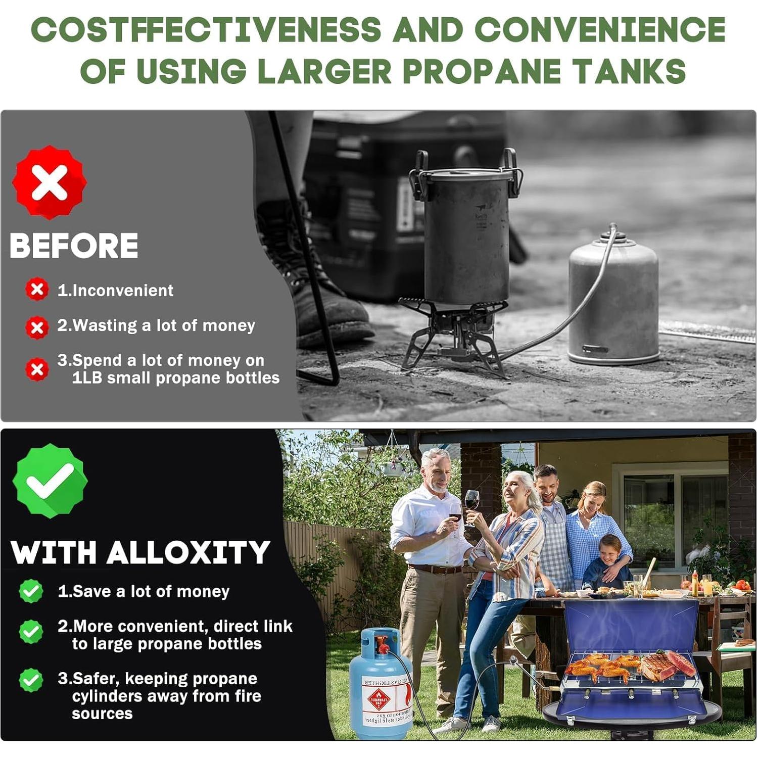 Adaptador de Manguera de Propano 1 lb a 20 lb MOASKER con Regulador