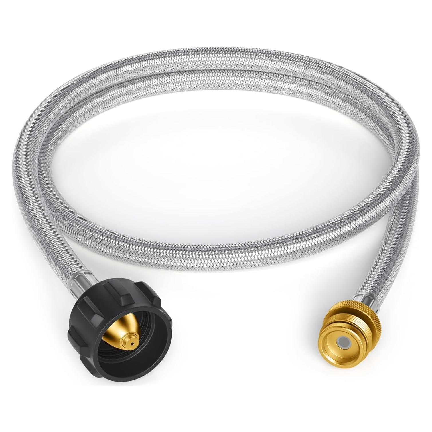 Advanced Composite Propane Hose Adapter, 5FT Leak-Proof QCC1 to 1lb Converter for 20lb Tank, Fits Buddy Heater, Coleman Stove, Blackstone Griddle, Weber Q Grill, Flexible & Durable