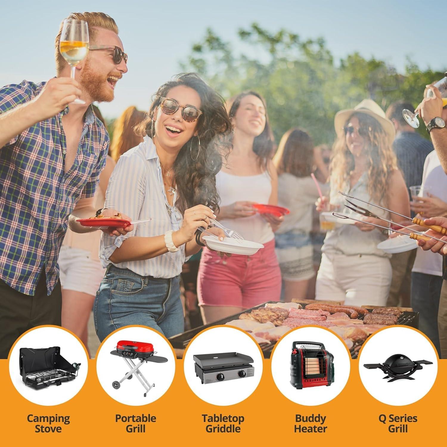 Advanced Composite Propane Hose Adapter, 5FT Leak-Proof QCC1 to 1lb Converter for 20lb Tank, Fits Buddy Heater, Coleman Stove, Blackstone Griddle, Weber Q Grill, Flexible & Durable