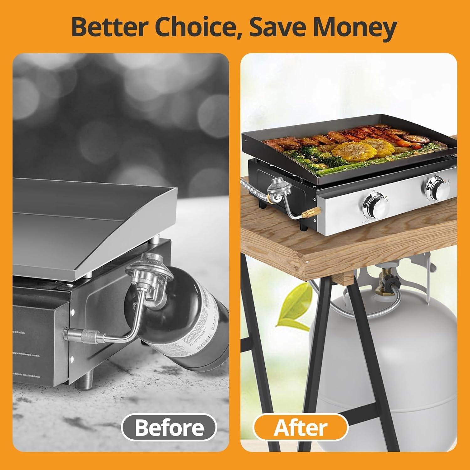 Advanced Composite Propane Hose Adapter, 5FT Leak-Proof QCC1 to 1lb Converter for 20lb Tank, Fits Buddy Heater, Coleman Stove, Blackstone Griddle, Weber Q Grill, Flexible & Durable