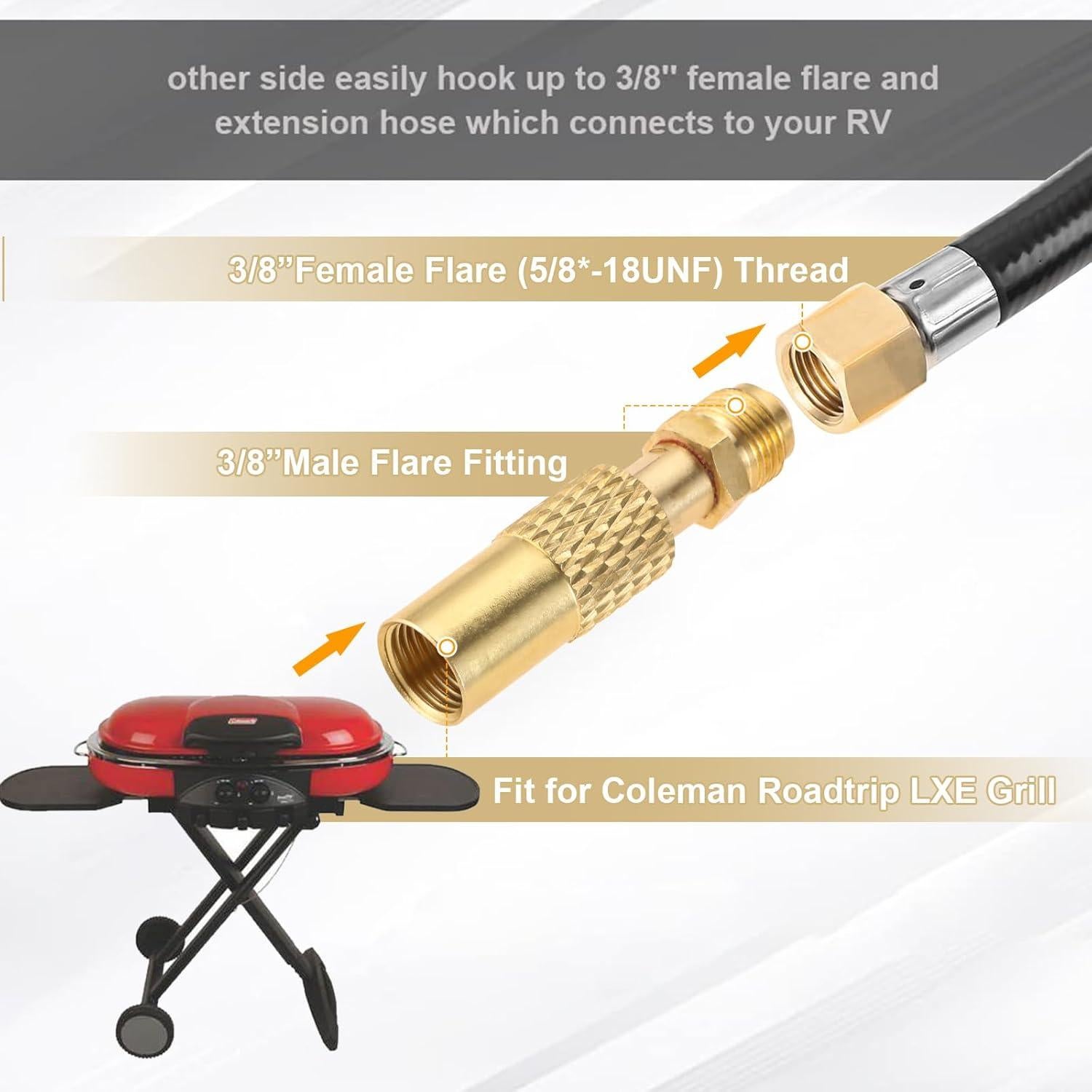 Adaptador de Rosca Macho 3/8" Hicello para Parrilla Coleman Roadtrip