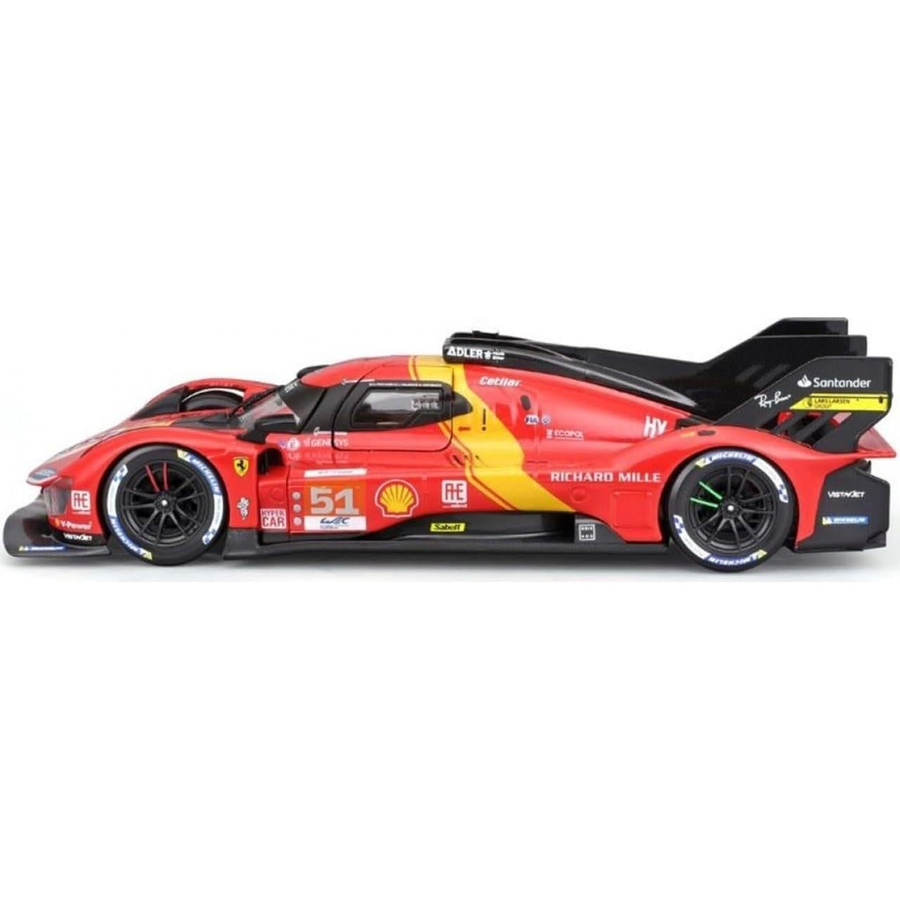 1:24 Scale Diecast Model Car Compatible with Bburago Ferrari 499P LMH #51 2023 24H Le Mans Champion, 18-26309
