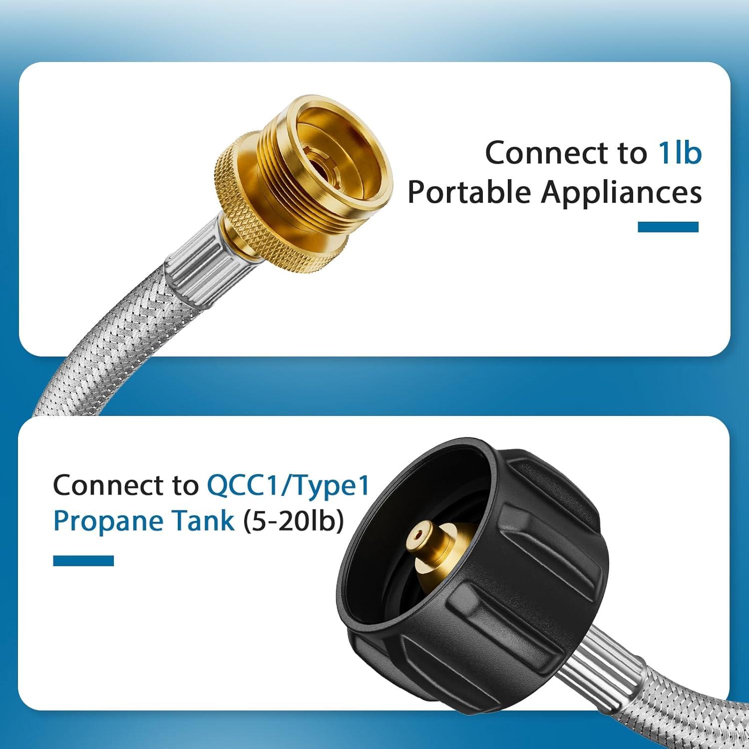 Adaptador Manguera Propano Rushare 1.52m para Parrillas y Estufas