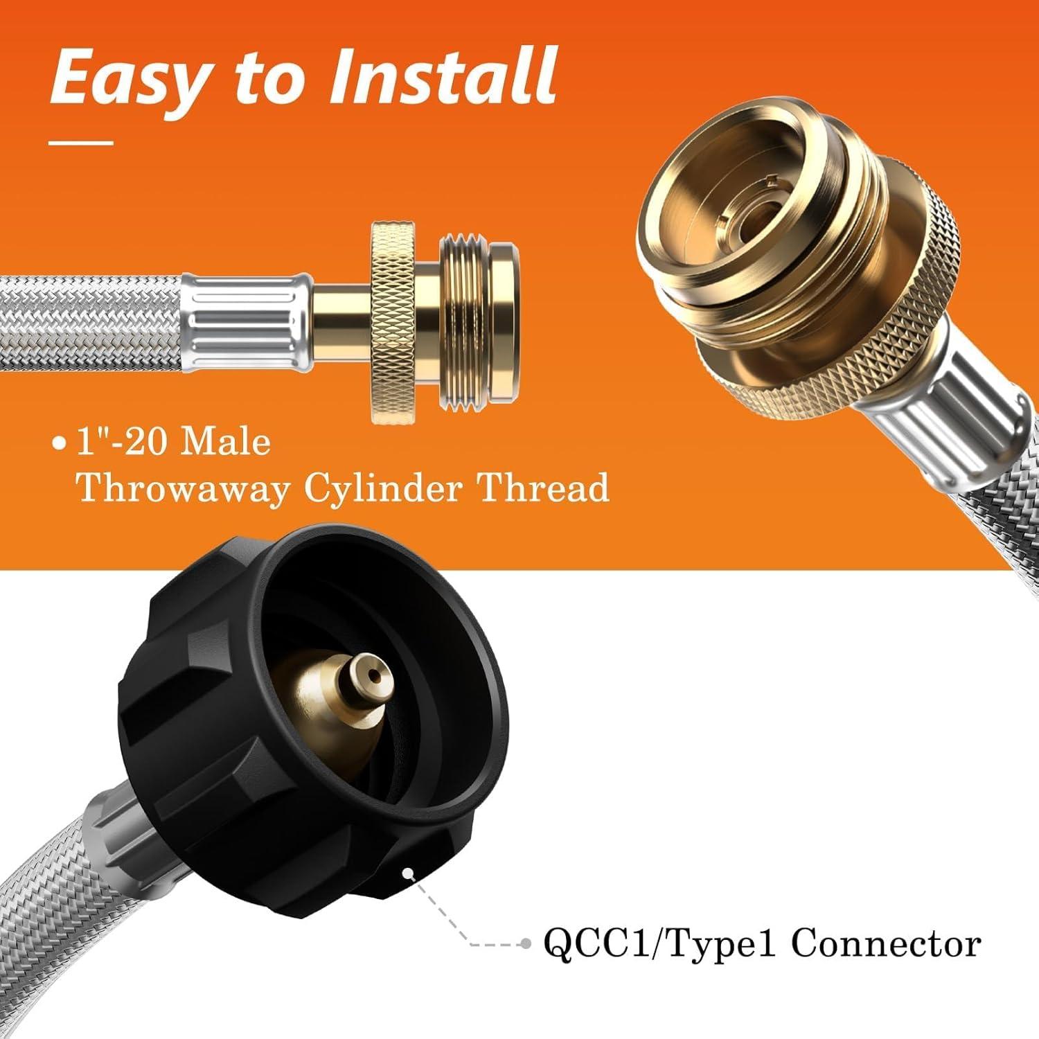 Adaptador Manguera Propano NUPICK 1.83m Acero Inoxidable