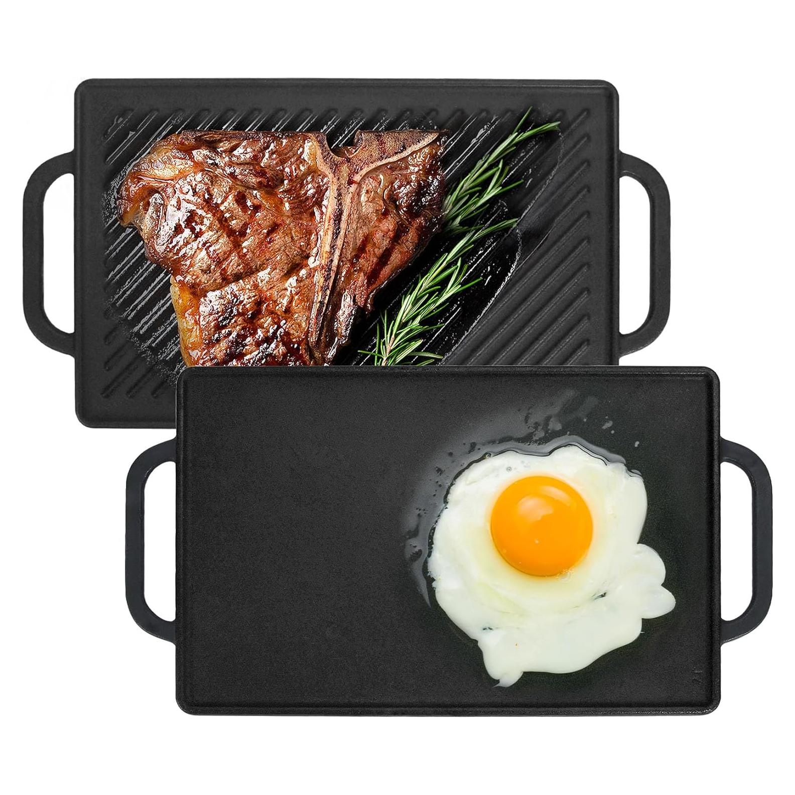 Plancha de Hierro Fundido GasSaf 33x21 cm Reversible para Cocina
