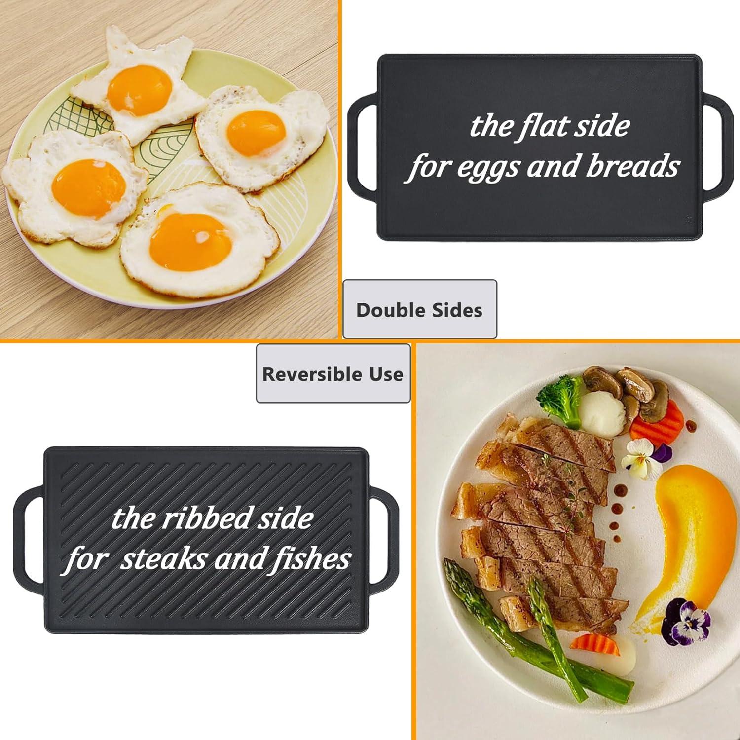 Plancha de Hierro Fundido GasSaf 33x21 cm Reversible para Cocina