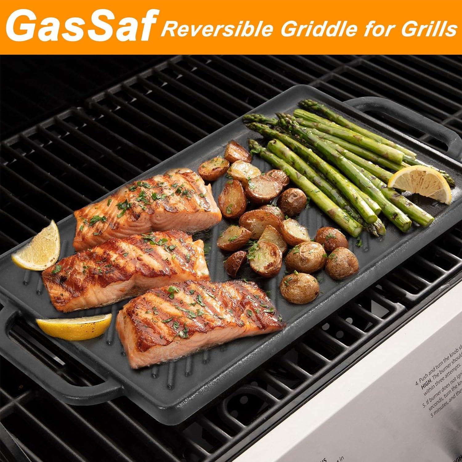 Plancha de Hierro Fundido GasSaf 33x21 cm Reversible para Cocina