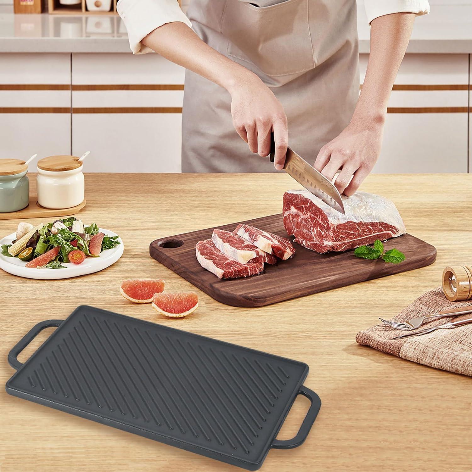 Plancha de Hierro Fundido GasSaf 33x21 cm Reversible para Cocina
